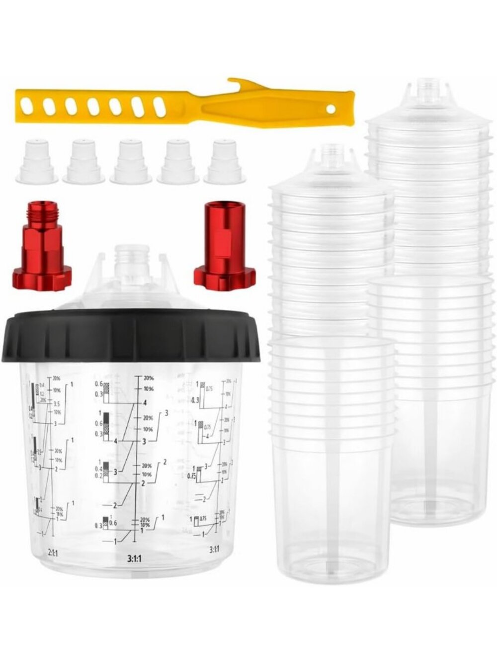 20oz Disposable Paint Mixing Cups with Liners & Filter Lids for Spray Guns